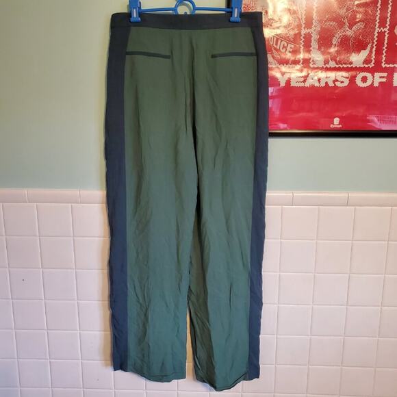 The Row Green Blue Stripe Cuffed Hem Straight Leg Slacks Pants Womens Size 8 - Picture 9 of 16